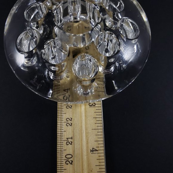 Vintage 10 hole glass flower frog with candle holder centre 3" width - Picture 5 of 5